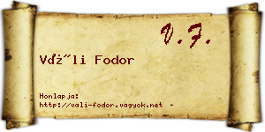 Váli Fodor névjegykártya